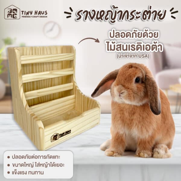 THS04: รางให้อาหารกระต่าย 2 in 1 ใส่ได้ทั้งอาหารและหญ้า